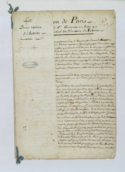 Achères - Procès-verbal d'arpentage du territoire de la paroisse d'Achères