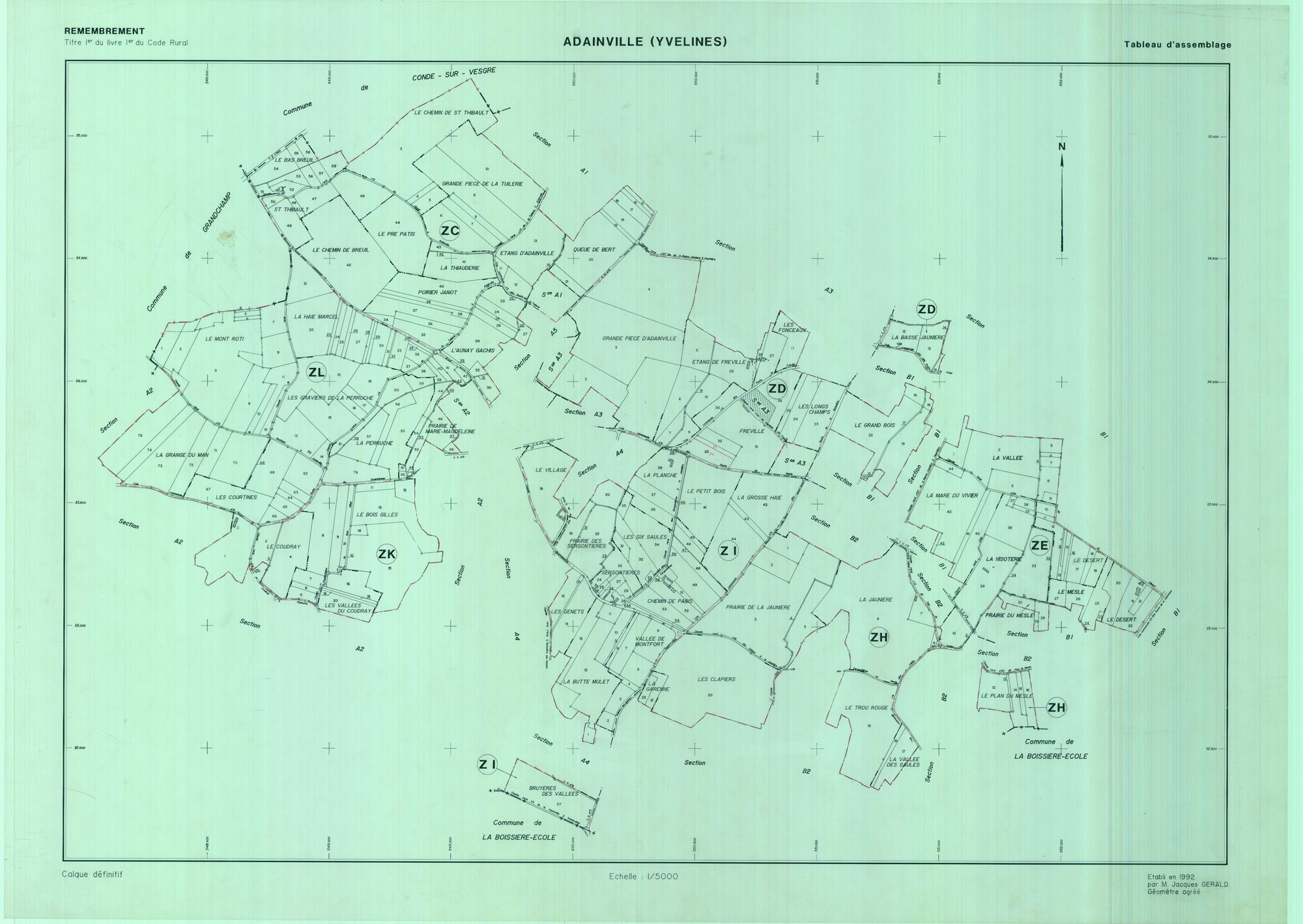 Adainville - Plans du cadastre remembré