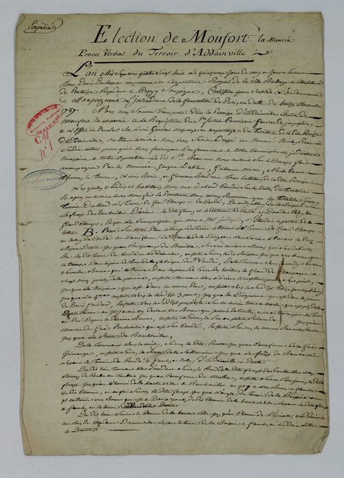 Adainville - Procès-verbal d'arpentage du territoire de la paroisse d'Adainville