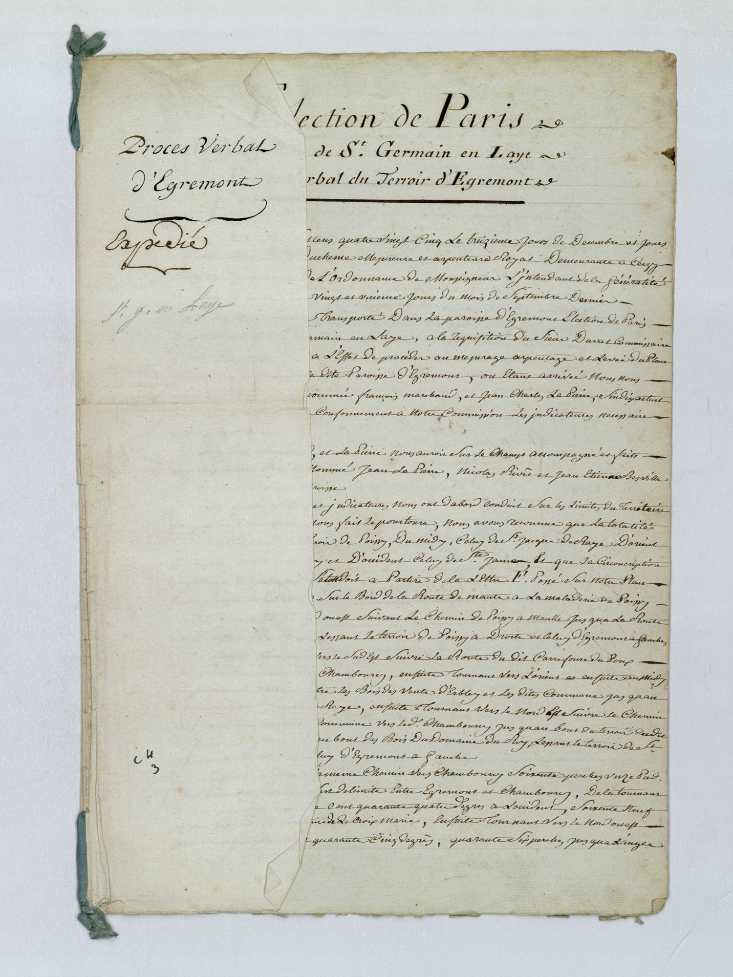 Aigremont - Procès-verbal d'arpentage du territoire de la paroisse d'Aigremont