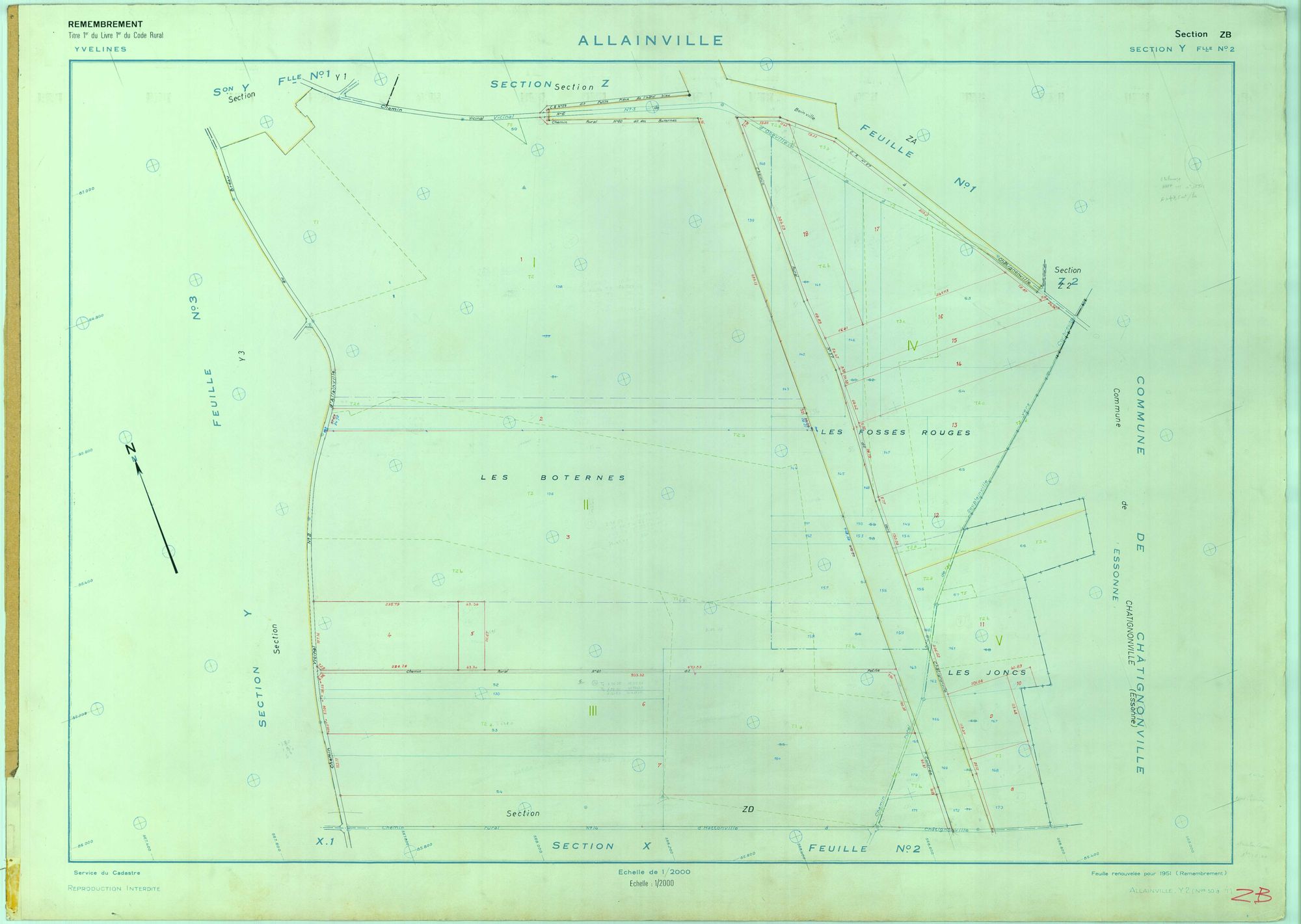Allainville - Plans du cadastre remembré