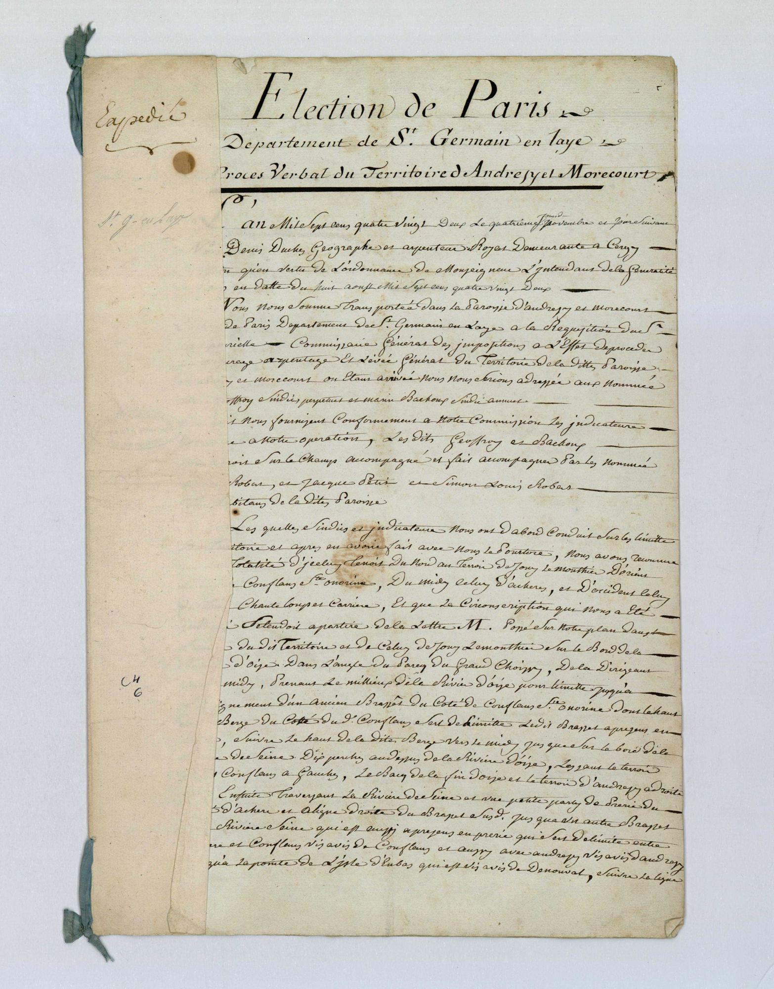 Andrésy - Procès-verbal d'arpentage du territoire de la paroisse d'Andrésy