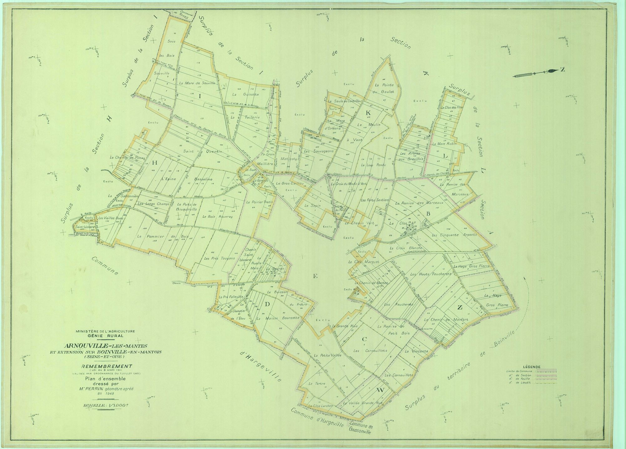 Arnouville-lès-Mantes - Plans du cadastre remembré