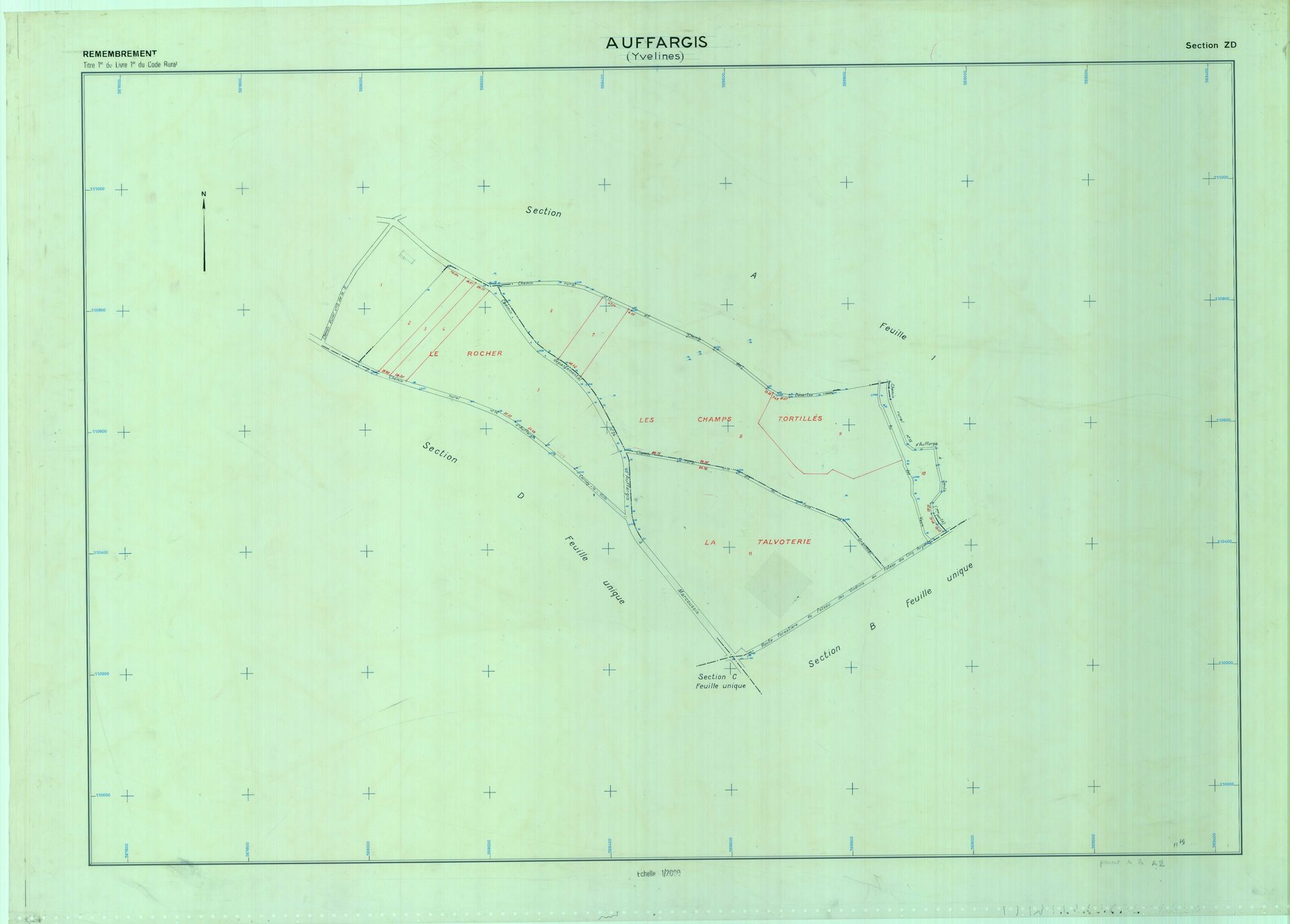 Auffargis - Plans du cadastre remembré