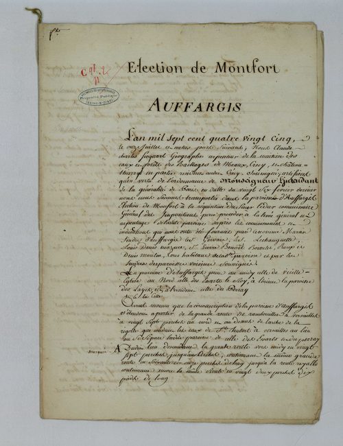 Auffargis - Procès-verbal d'arpentage du territoire de la paroisse d'Auffargis