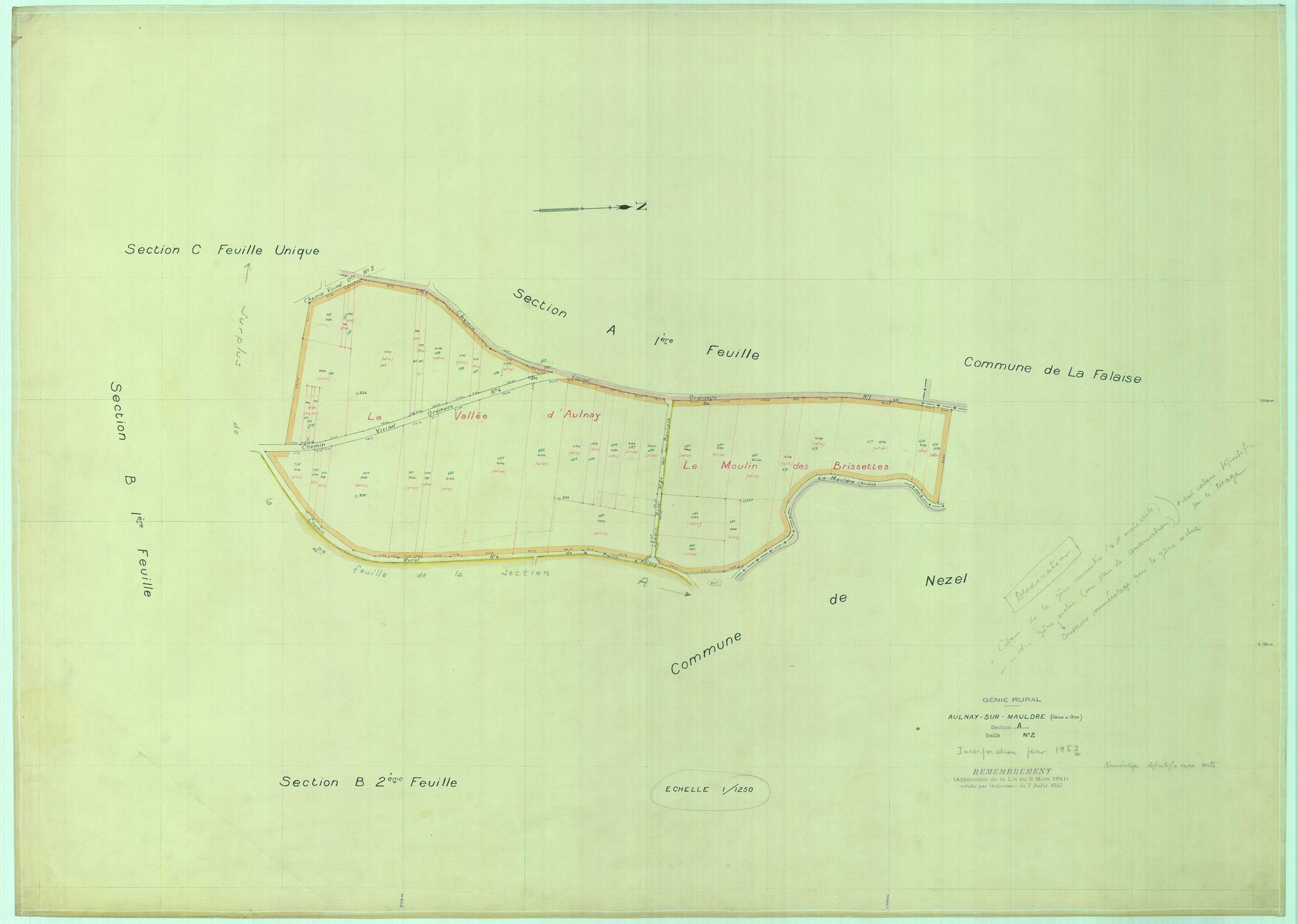 Aulnay-sur-Mauldre - Plans du cadastre remembré
