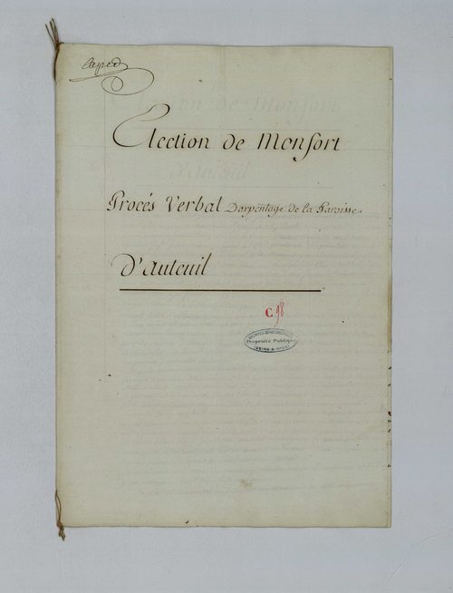Auteuil - Procès-verbal d'arpentage du territoire de la paroisse d'Auteuil