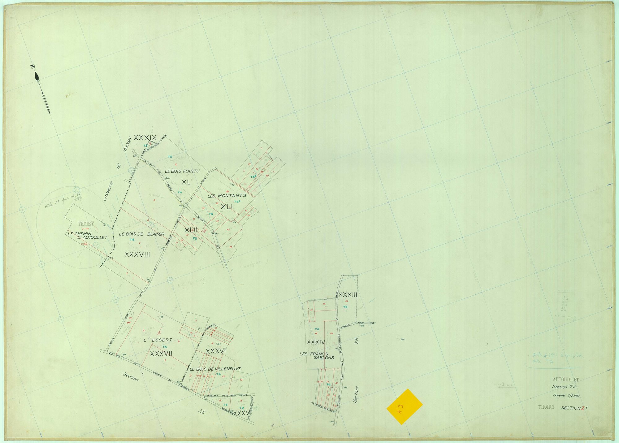 Autouillet - Plans du cadastre remembré