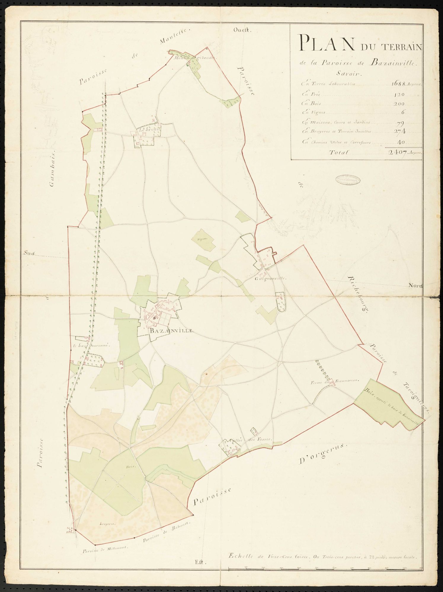 Bazainville - Plan d'intendance de la paroisse de Bazainville