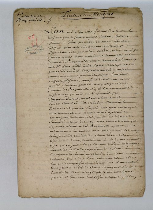 Bazainville - Procès-verbal d'arpentage du territoire de la paroisse de Bazainville