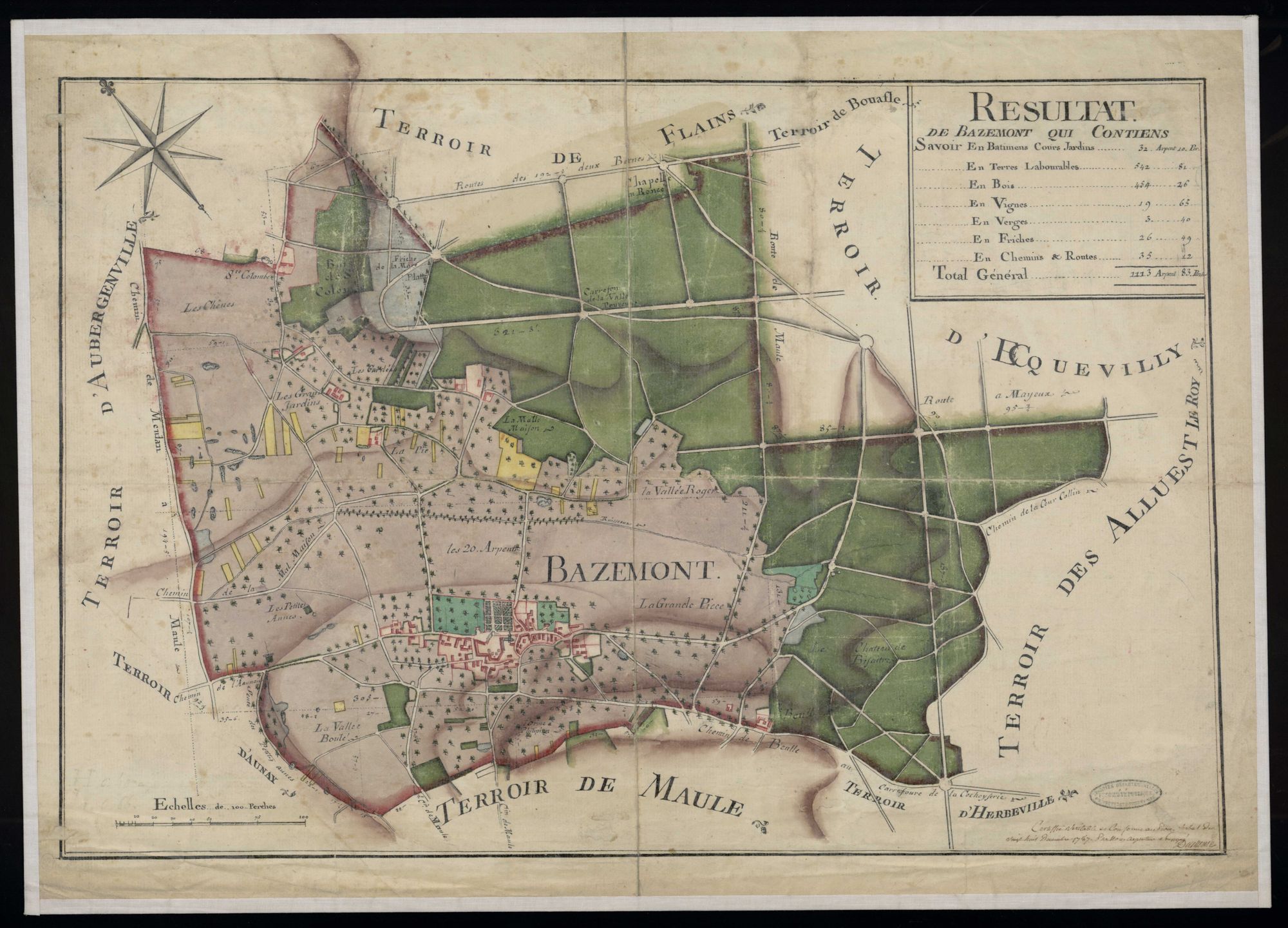 Bazemont - Plan d'intendance de la paroisse de Bazemont