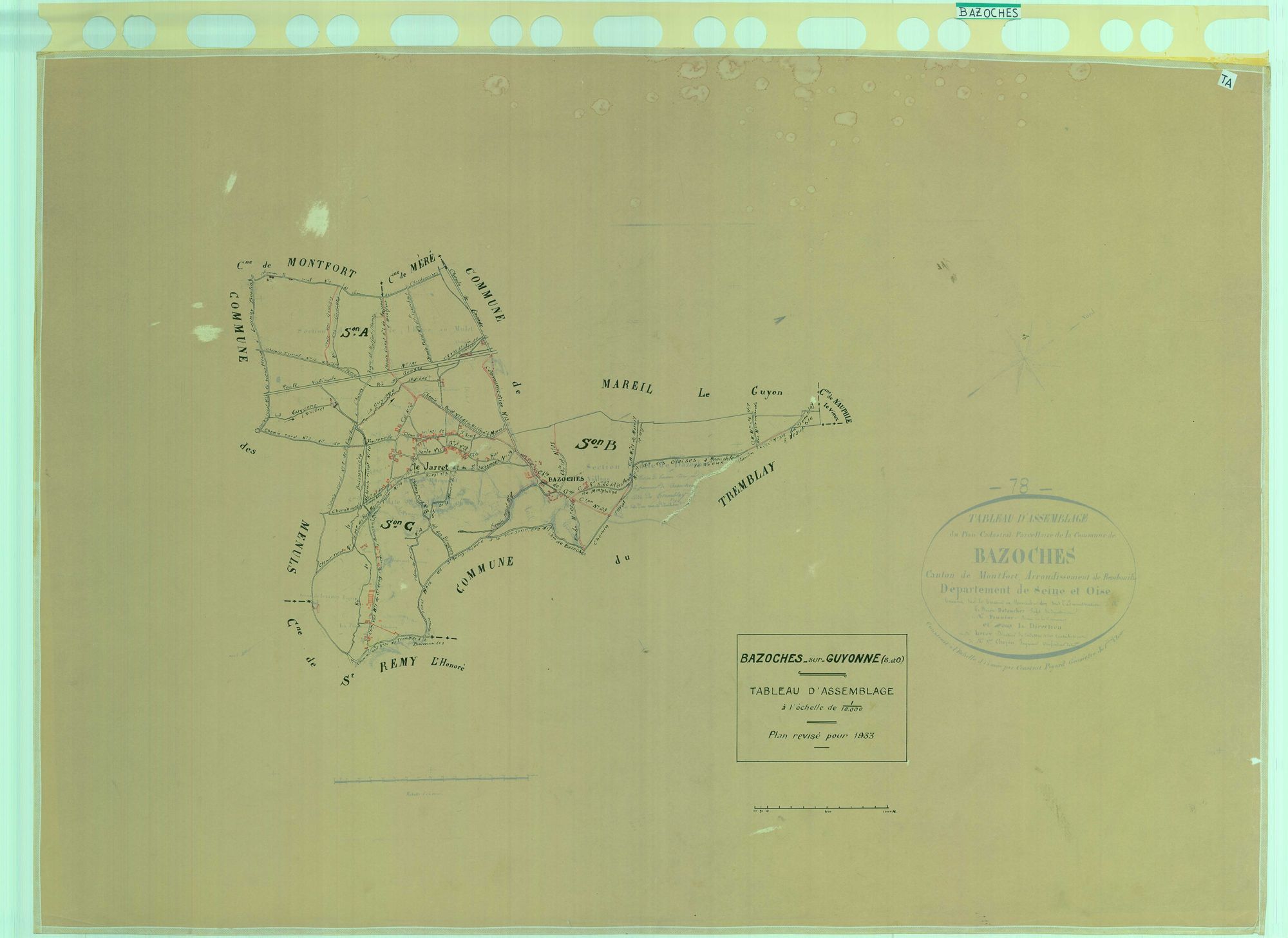 Bazoches-sur-Guyonne - Plans du cadastre rénové