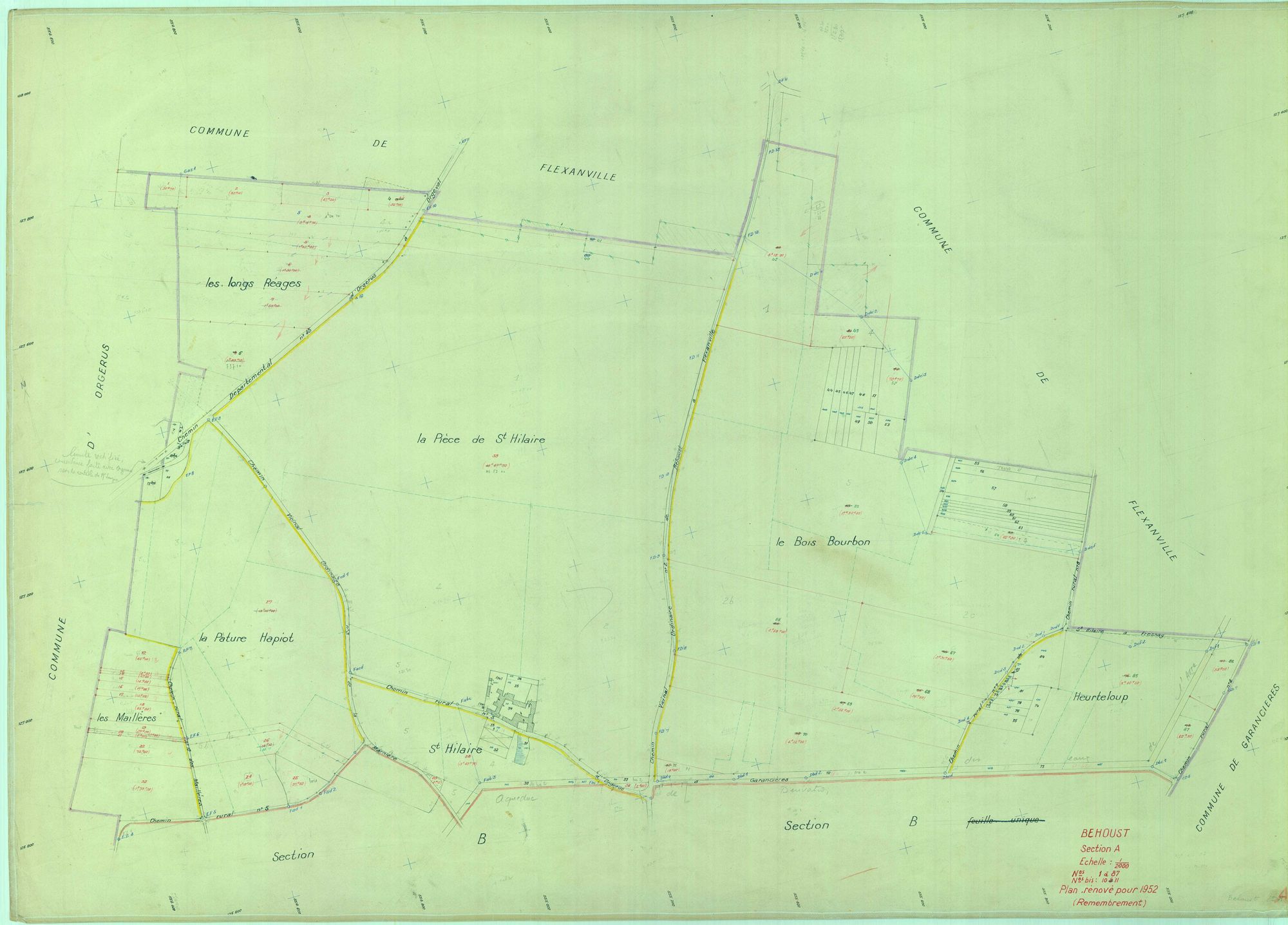 Béhoust - Plans du cadastre remembré