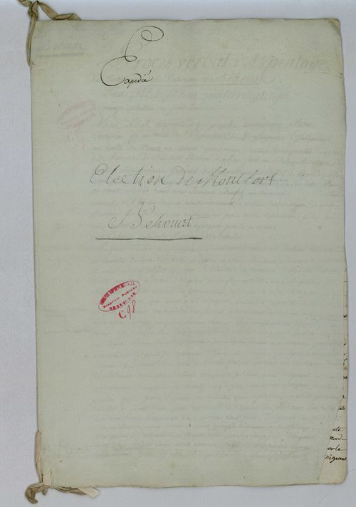 Béhoust - Procès-verbal d'arpentage du territoire de la paroisse de Béhoust