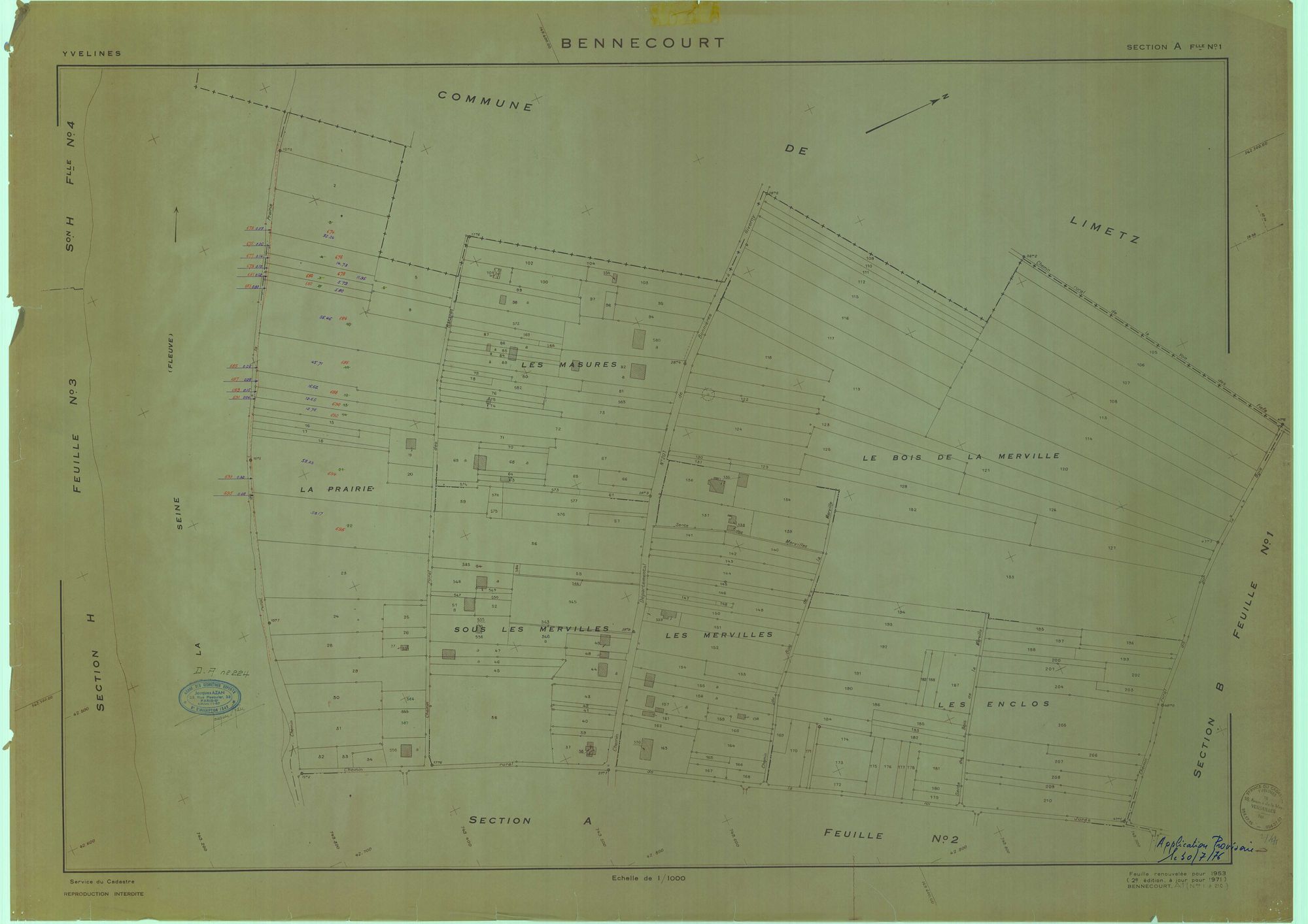 Bennecourt - Plans du cadastre rénové