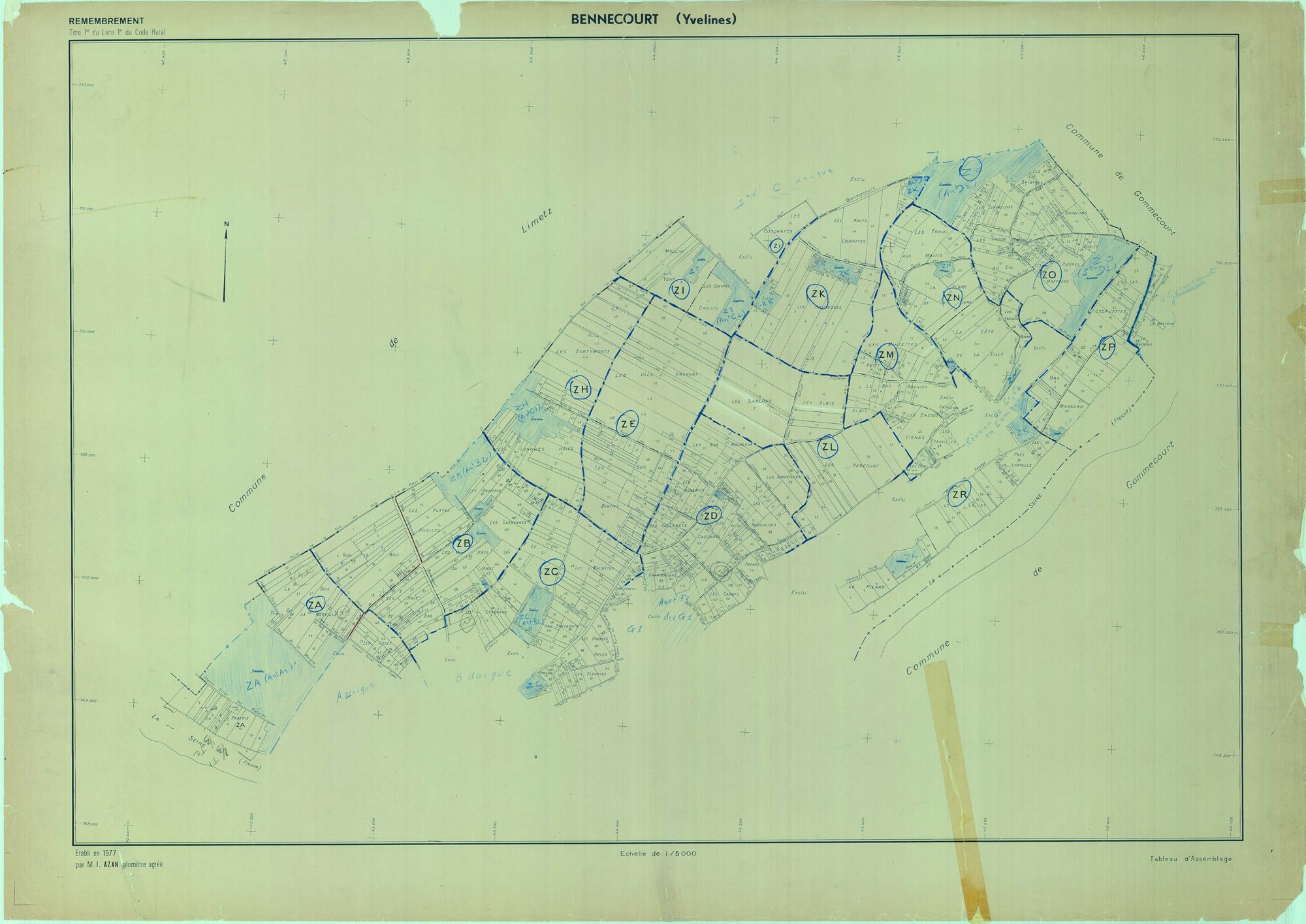 Bennecourt - Plans du cadastre remembré