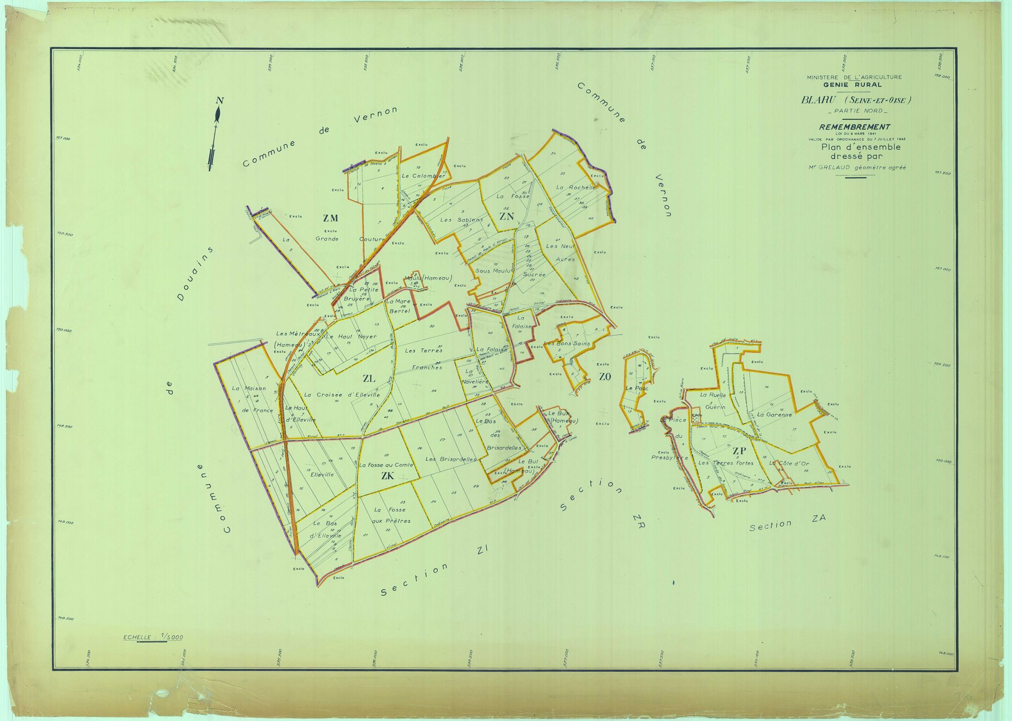 Blaru - Plans du cadastre remembré