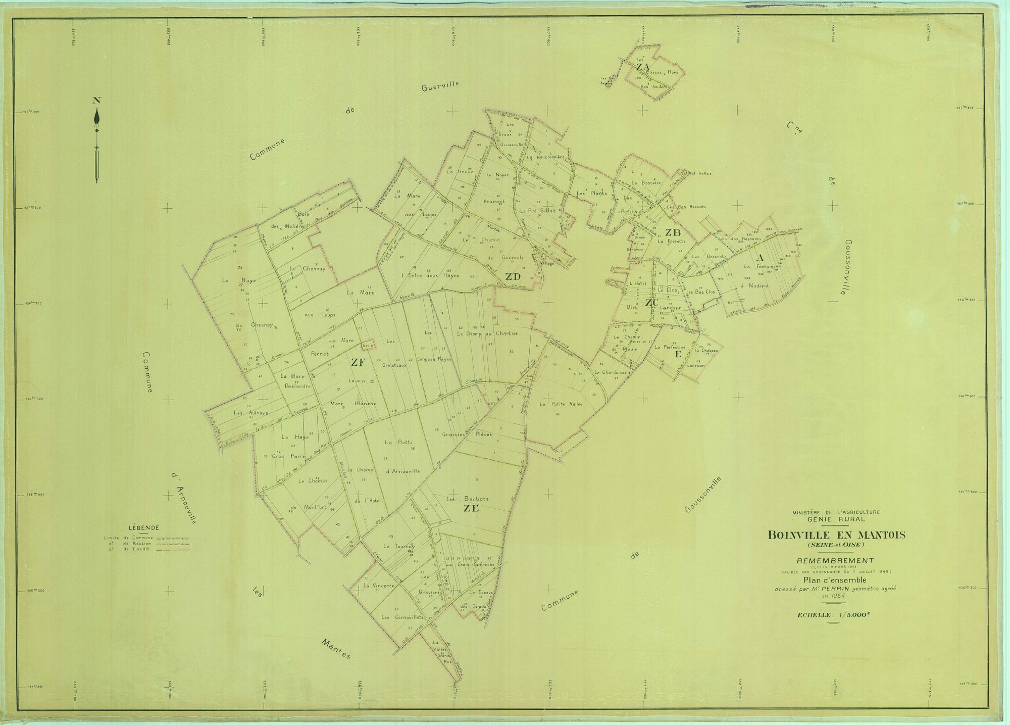 Boinville-en-Mantois - Plans du cadastre remembré