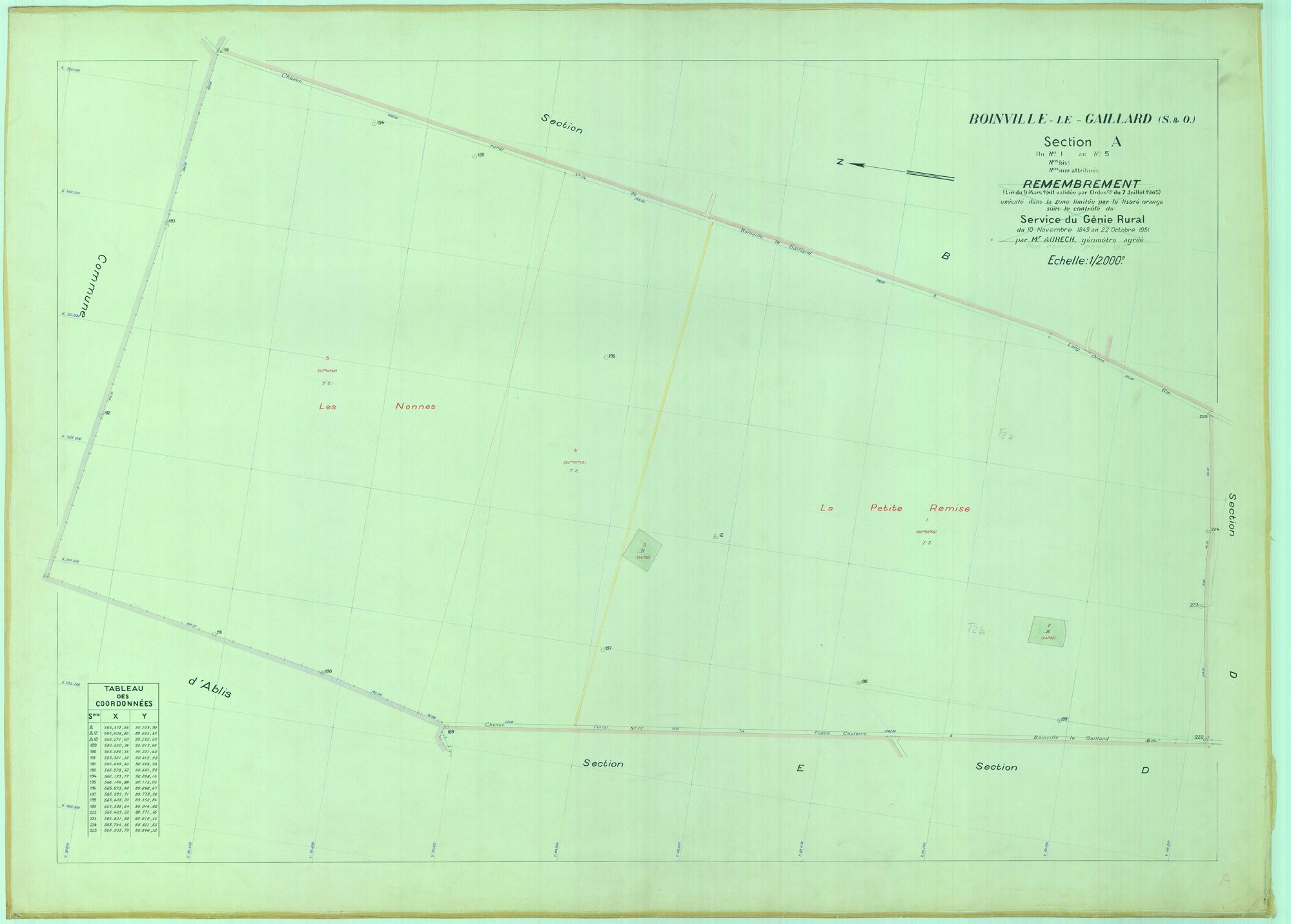 Boinville-le-Gaillard - Plans du cadastre remembré