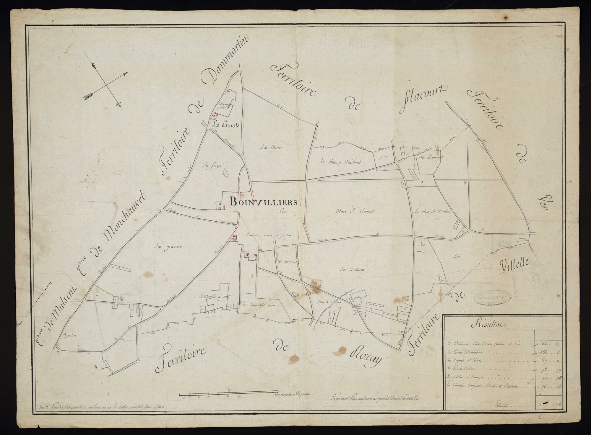 Boinvilliers - Plan d'intendance de la paroisse de Boinvilliers