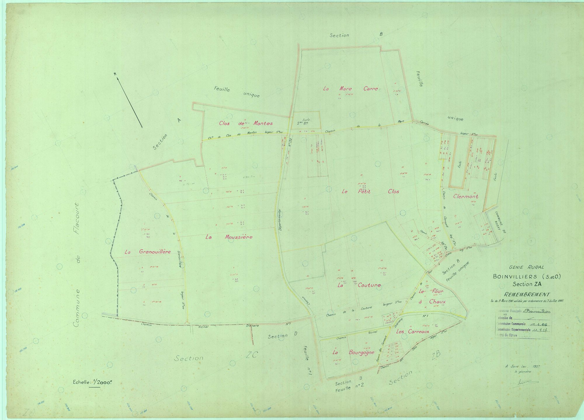 Boinvilliers - Plans du cadastre remembré