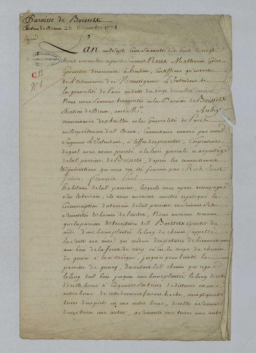 Boissets - Procès-verbal d'arpentage du territoire de la paroisse de Boissets