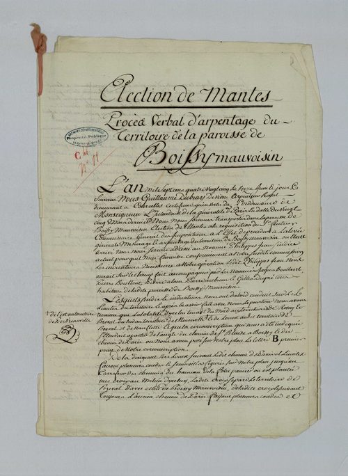 Boissy-Mauvoisin - Procès-verbal d'arpentage du territoire de la paroisse de Boissy-Mauvoisin