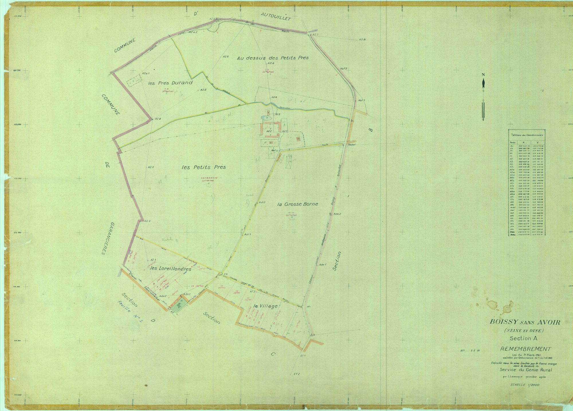 Boissy-sans-Avoir - Plans du cadastre remembré