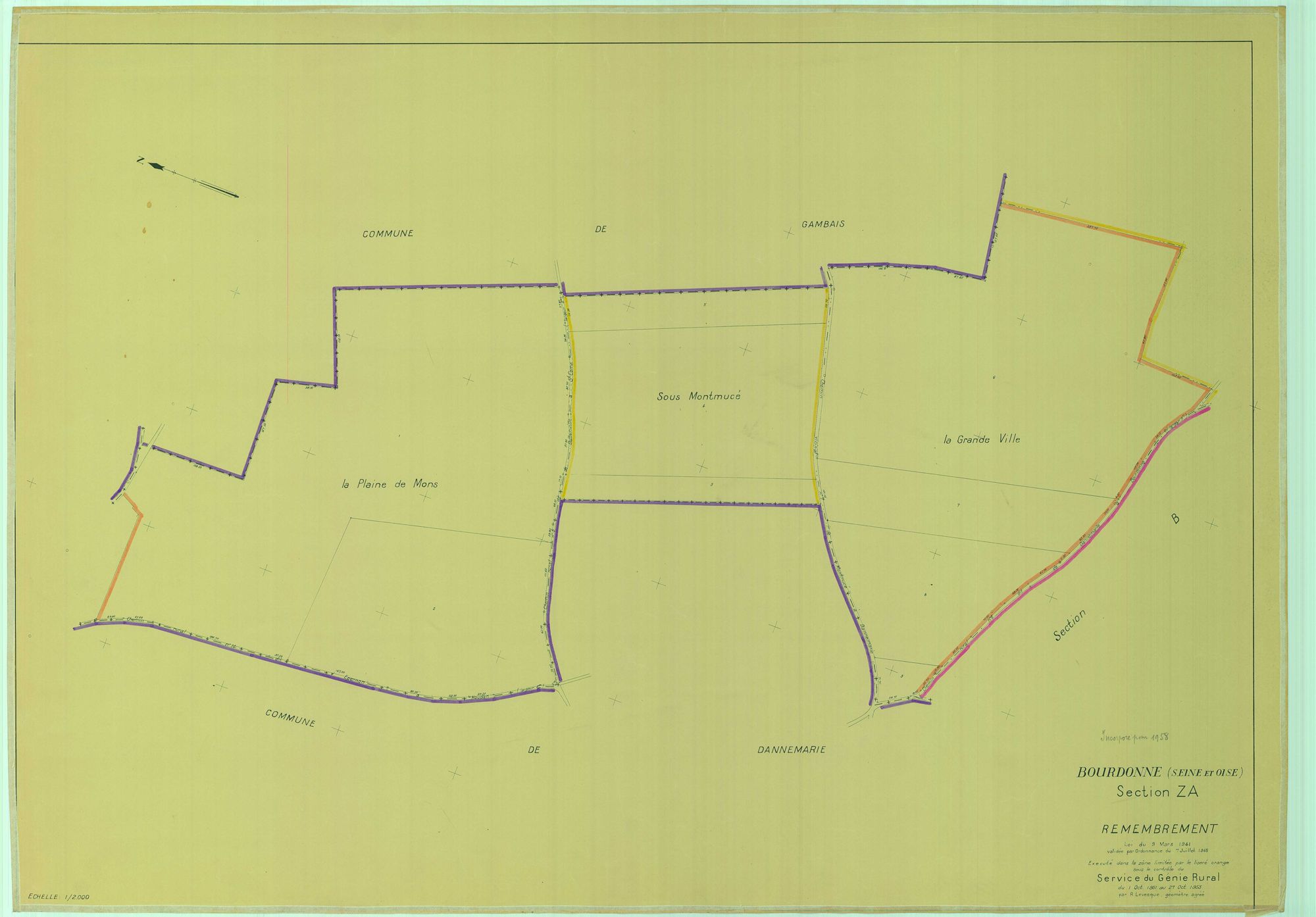 Bourdonné - Plans du cadastre remembré