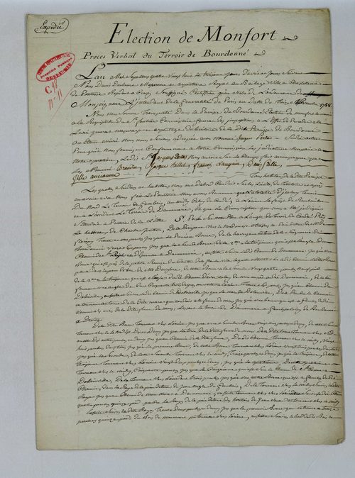 Bourdonné - Procès-verbal d'arpentage du territoire de la paroisse de Bourdonné