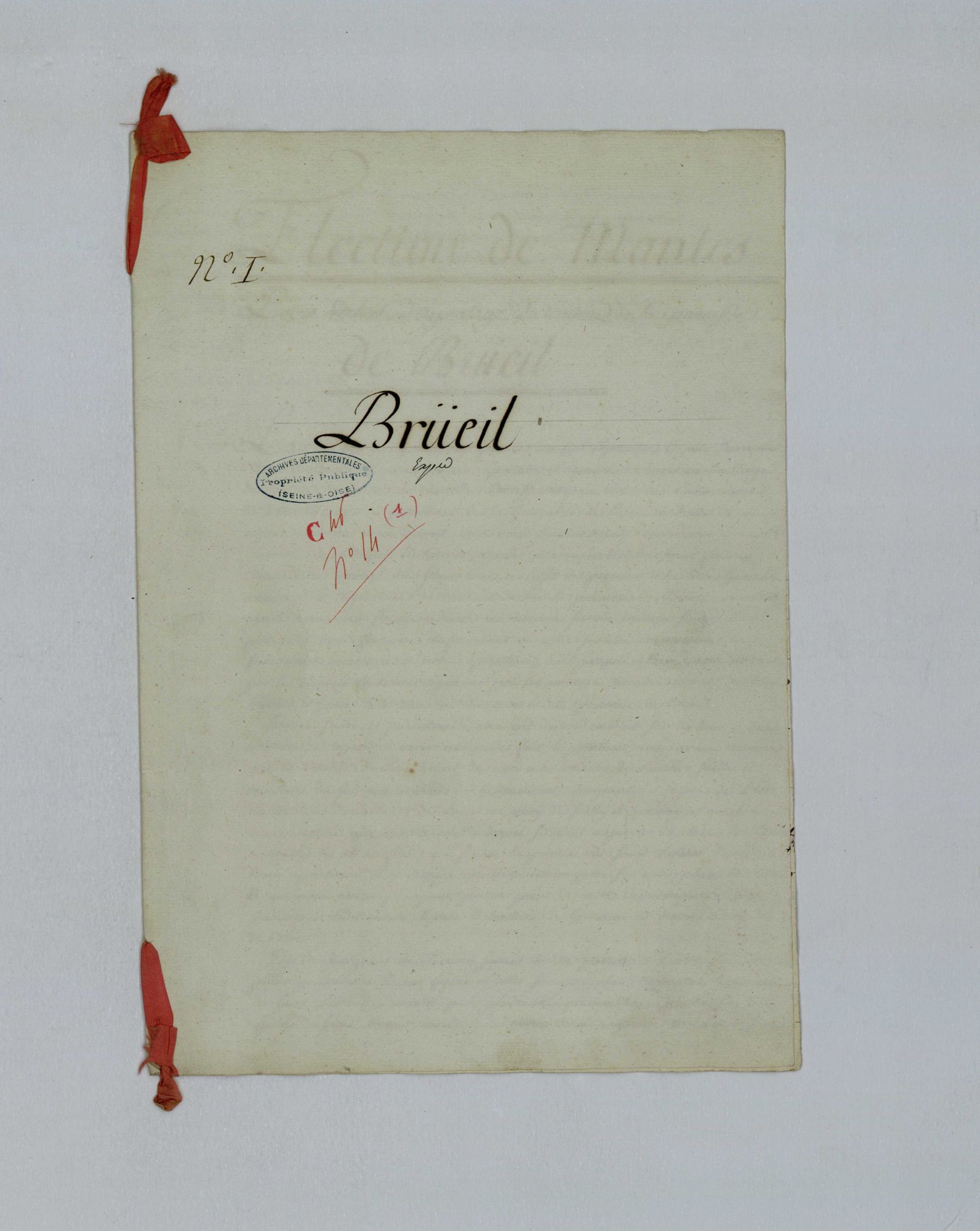 Brueil-en-Vexin - Procès-verbal d'arpentage du territoire de la paroisse de Brueil-en-Vexin