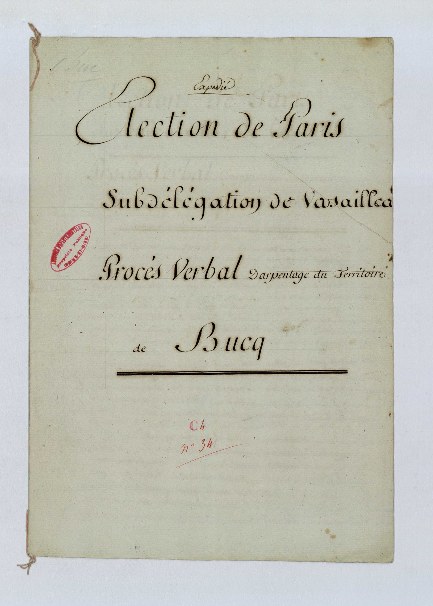 Buc - Procès-verbal d'arpentage du territoire de la paroisse de Buc