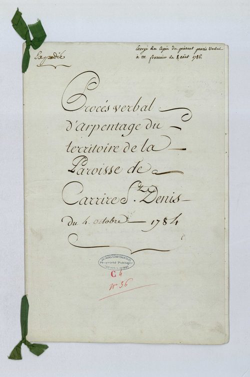 Carrières-sur-Seine - Procès-verbal d'arpentage du territoire de la paroisse de Carrières-sur-Seine