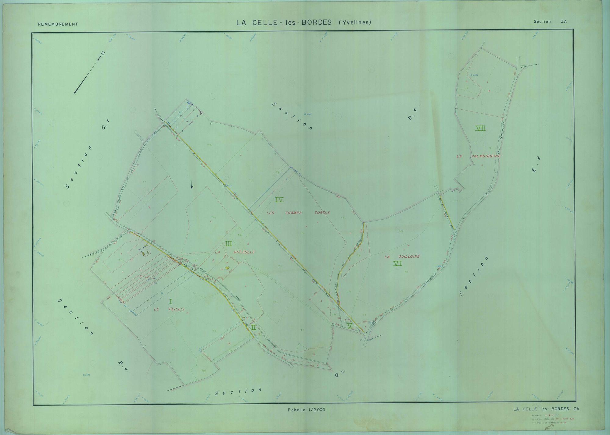 La Celle-les-Bordes - Plans du cadastre remembré