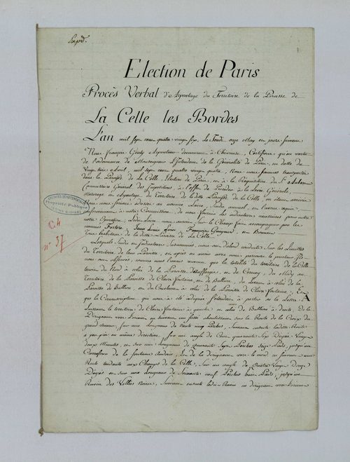 La Celle-les-Bordes - Procès-verbal d'arpentage du territoire de la paroisse de La Celle-les-Bordes