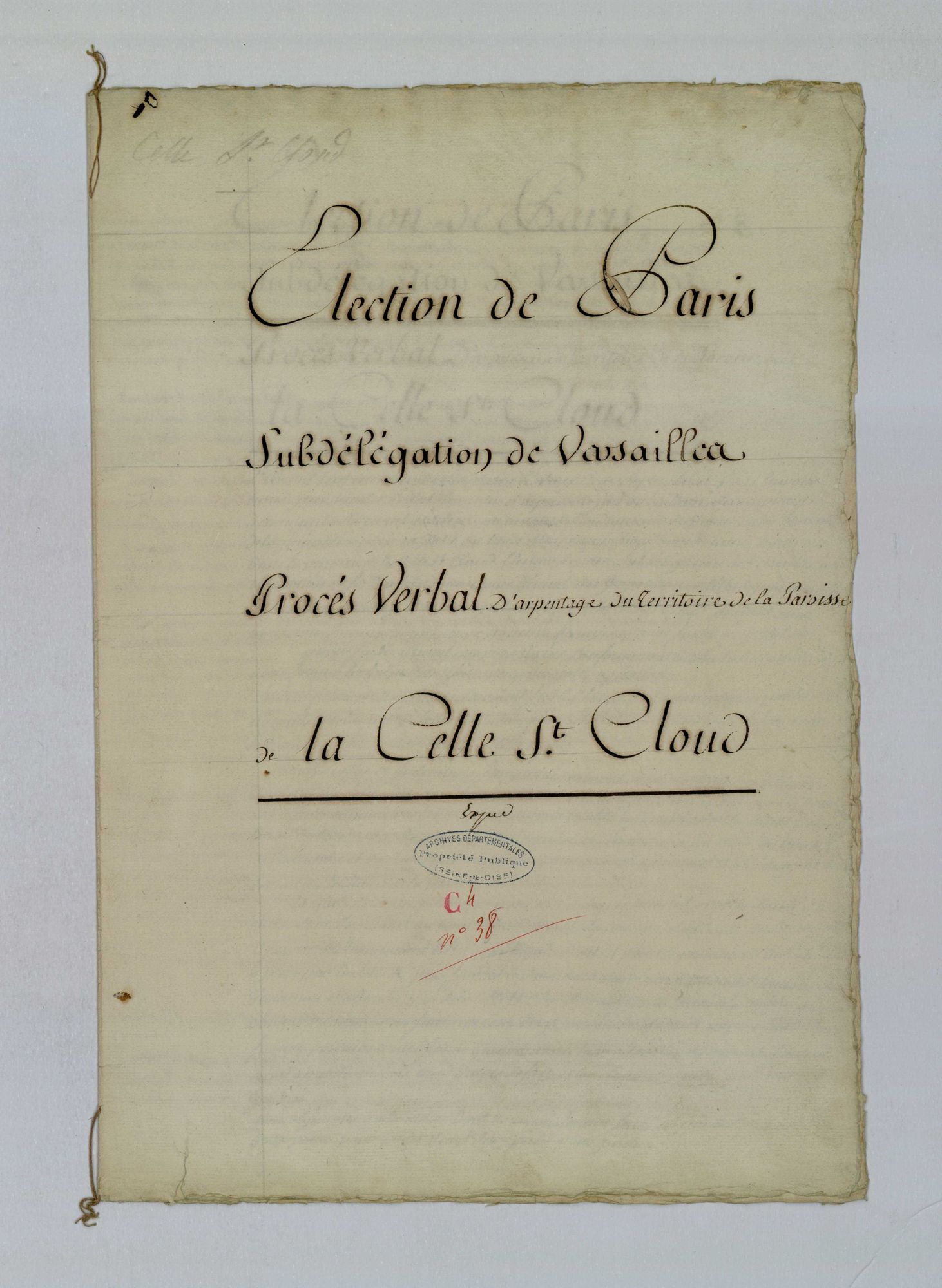 La Celle-Saint-Cloud - Procès-verbal d'arpentage du territoire de la paroisse de La Celle-Saint-Cloud