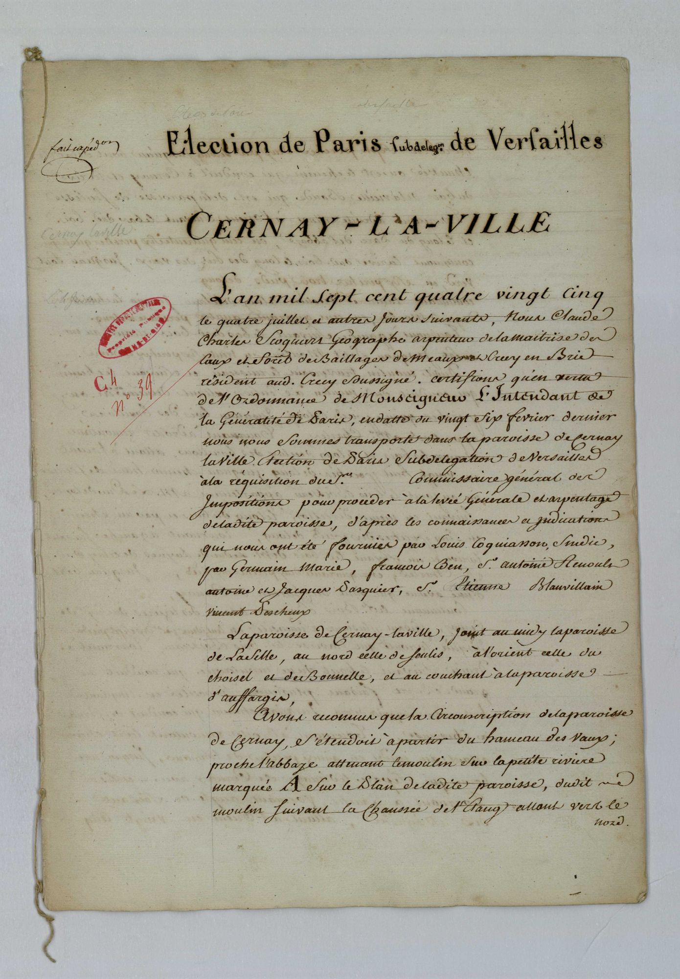 Cernay-la-Ville - Procès-verbal d'arpentage du territoire de la paroisse de Cernay-la-Ville