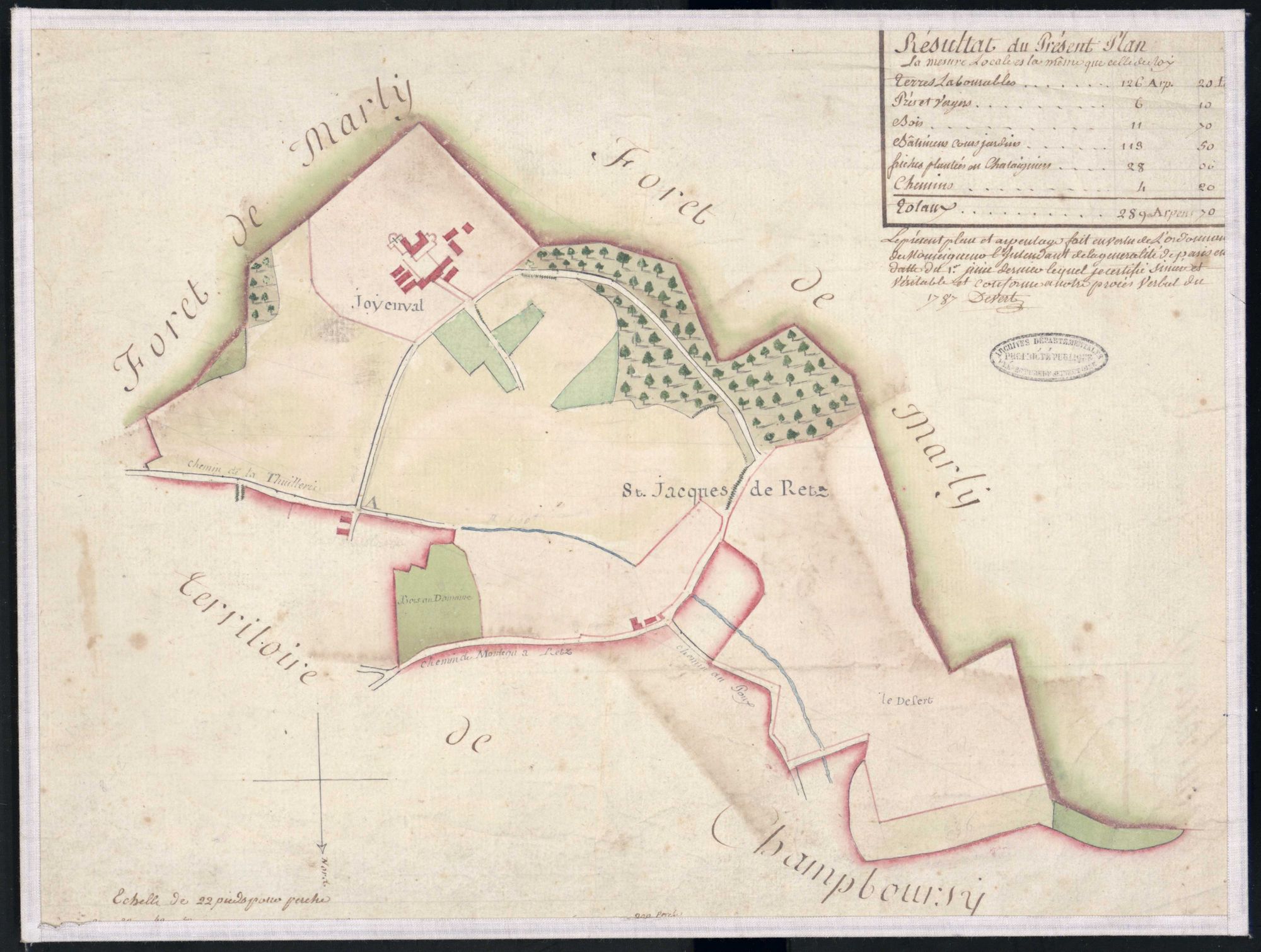 Chambourcy - Plan d'intendance de la paroisse de Saint Jacques de Retz, commune actuelle de Chambourcy
