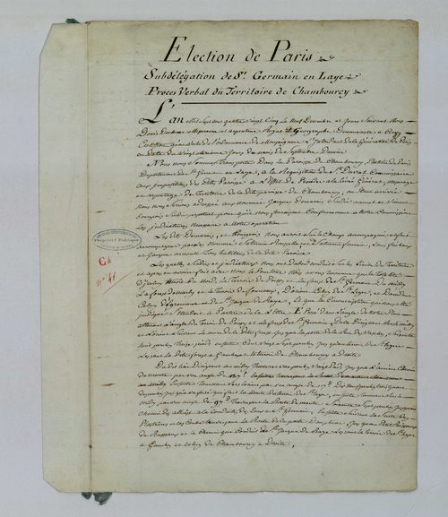 Chambourcy - Procès-verbal d'arpentage du territoire de la paroisse de Chambourcy