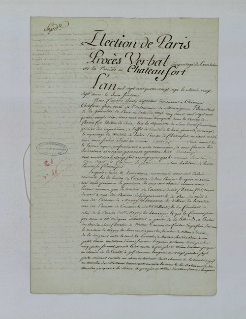 Châteaufort - Procès-verbal d'arpentage du territoire de la paroisse de Châteaufort
