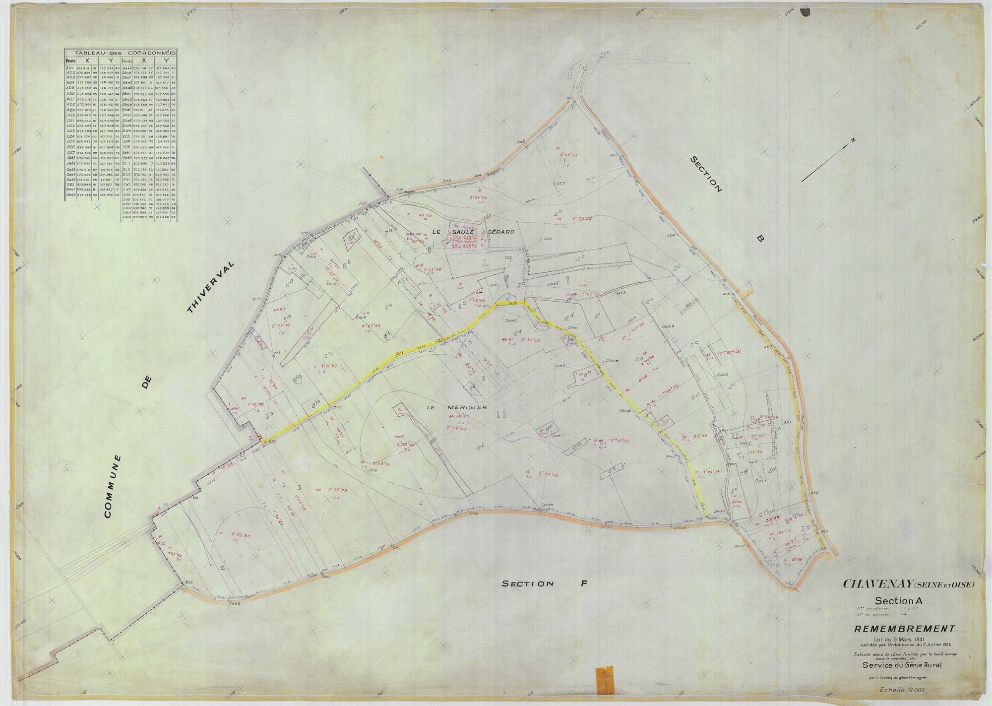 Chavenay - Plans du cadastre remembré