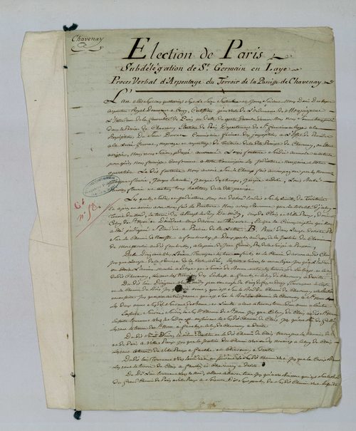 Chavenay - Procès-verbal d'arpentage du territoire de la paroisse de Chavenay