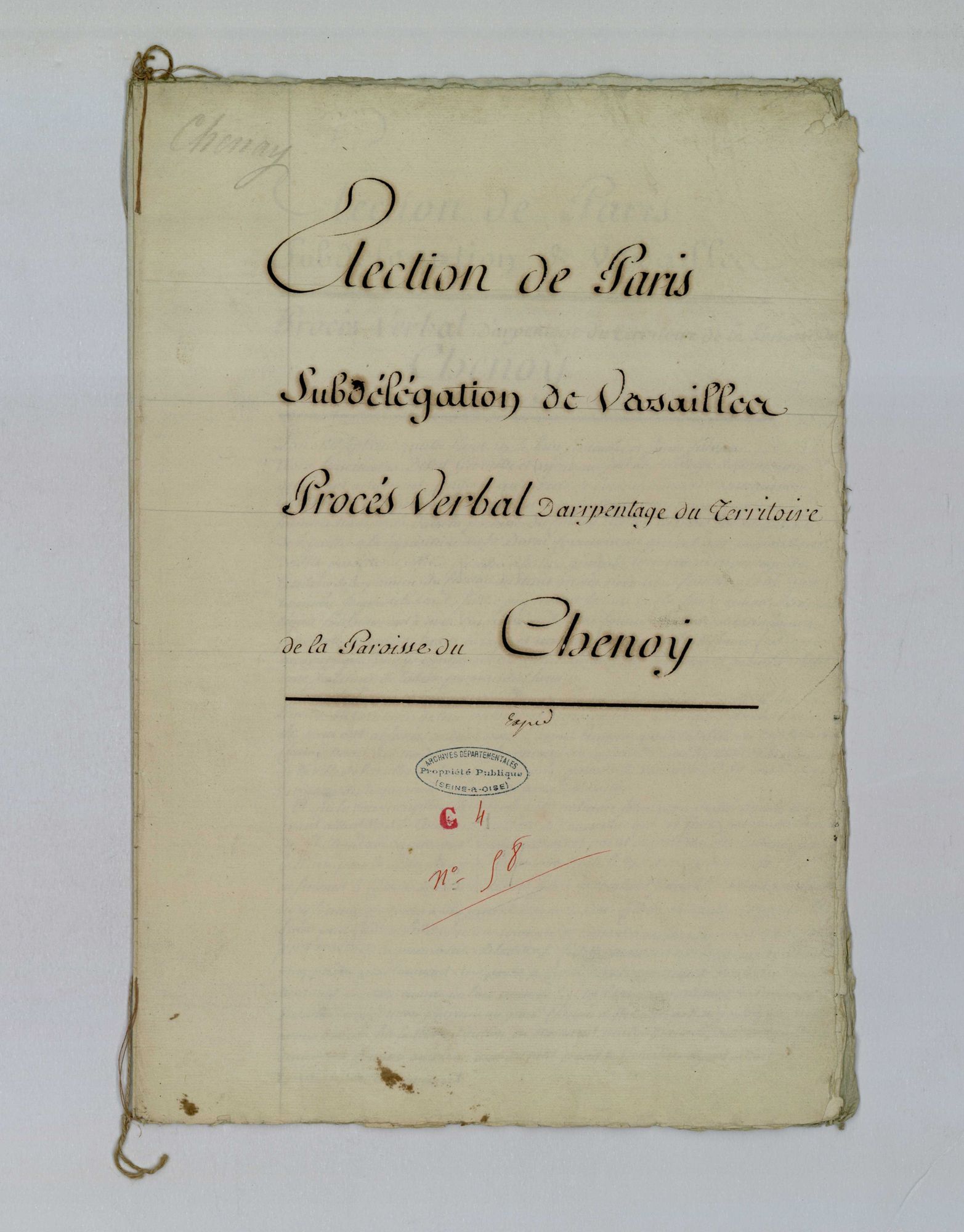 Le Chesnay - Procès-verbal d'arpentage du territoire de la paroisse du Chesnay
