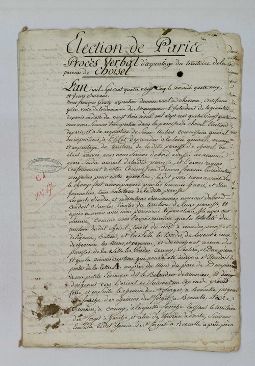 Choisel - Procès-verbal d'arpentage du territoire de la paroisse de Choisel
