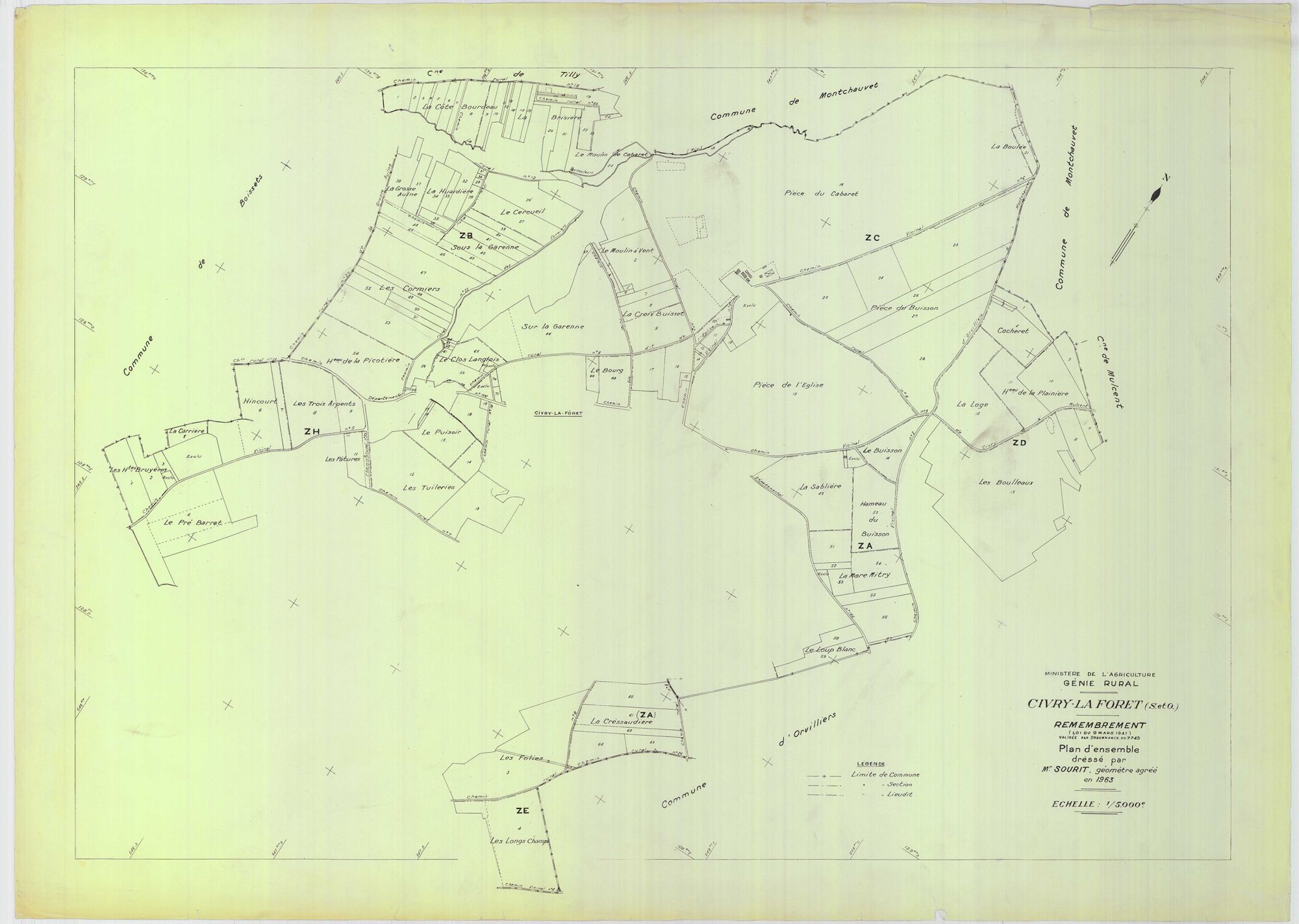 Civry-la-Forêt - Plans du cadastre remembré