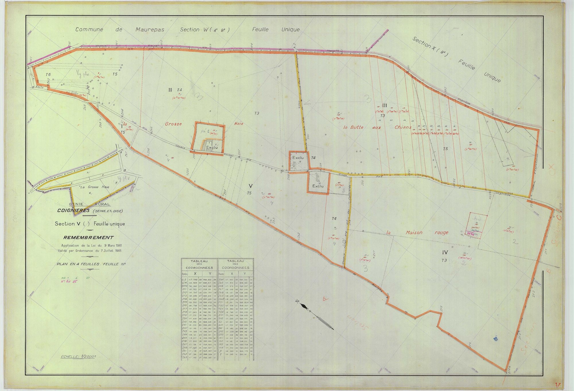 Coignières - Plans du cadastre remembré
