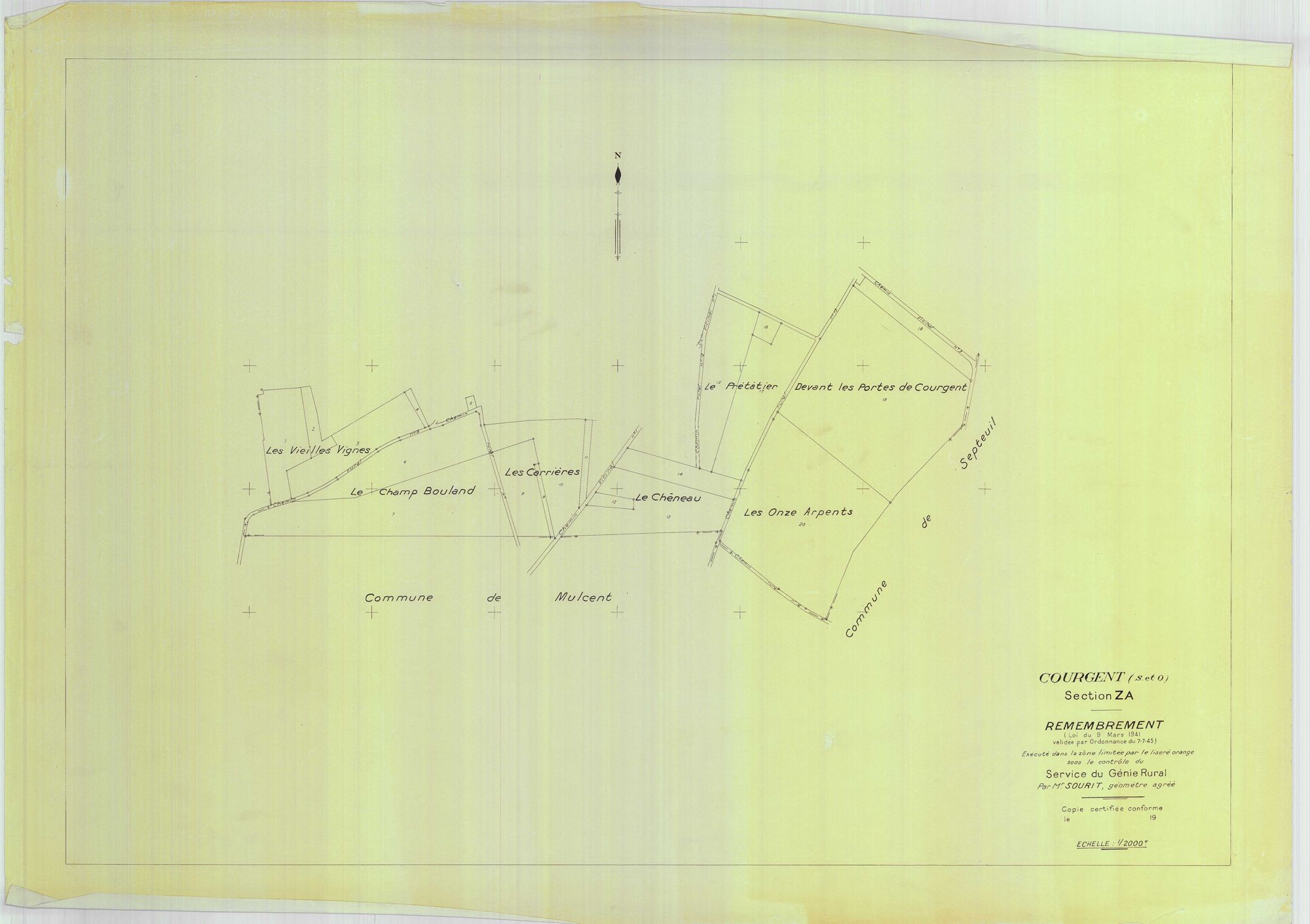 Courgent - Plans du cadastre remembré
