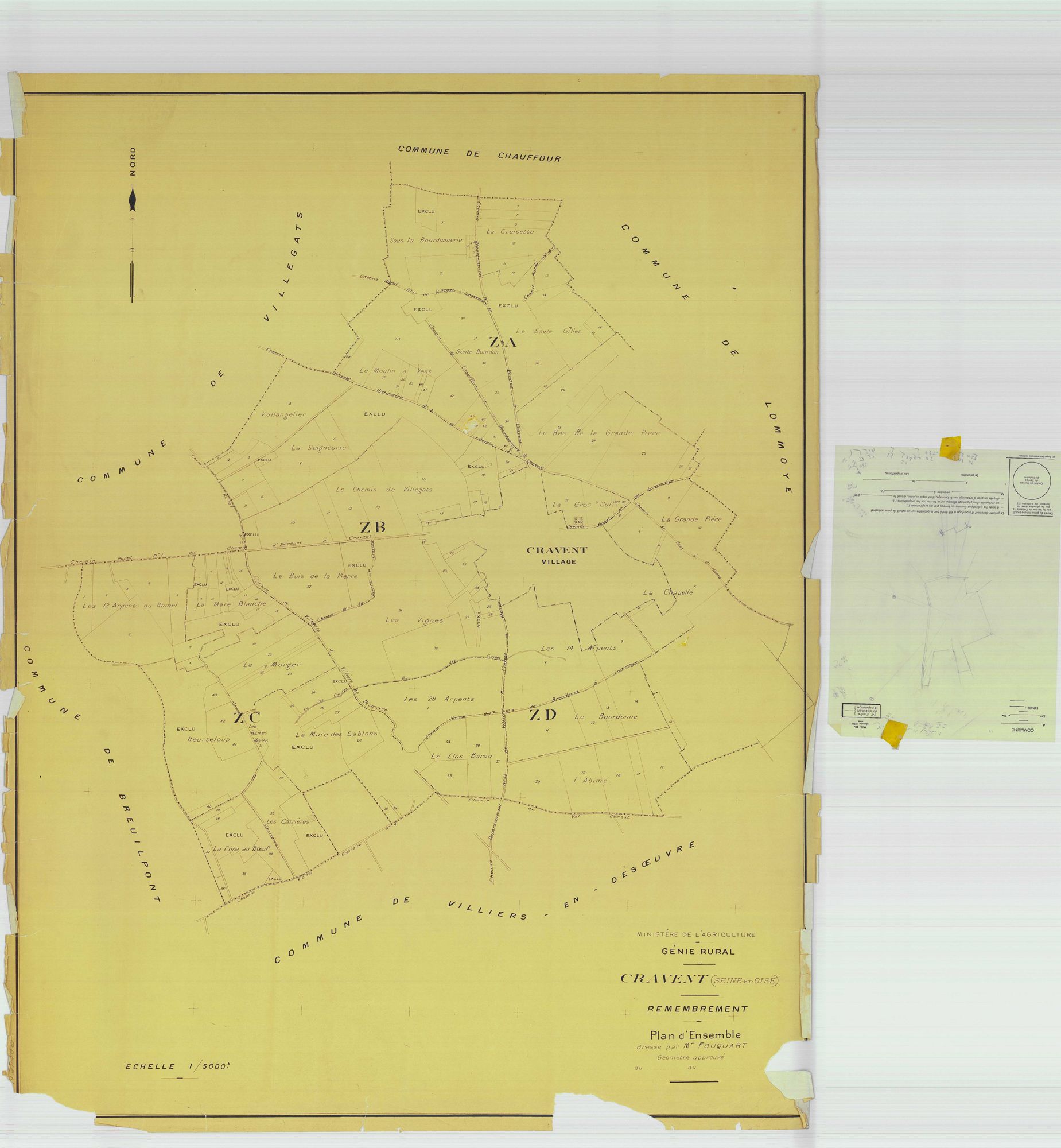 Cravent - Plans du cadastre remembré