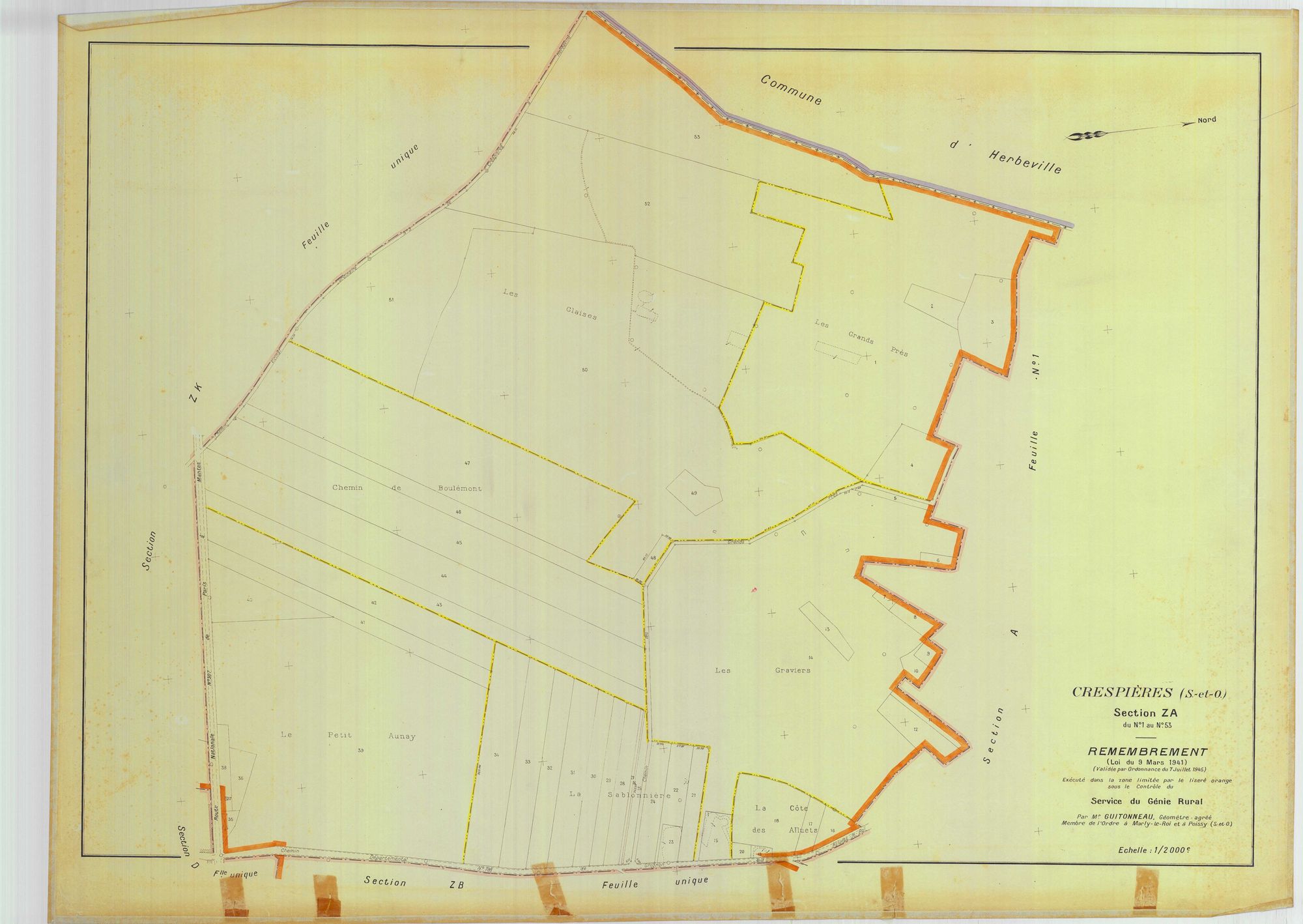 Crespières - Plans du cadastre remembré