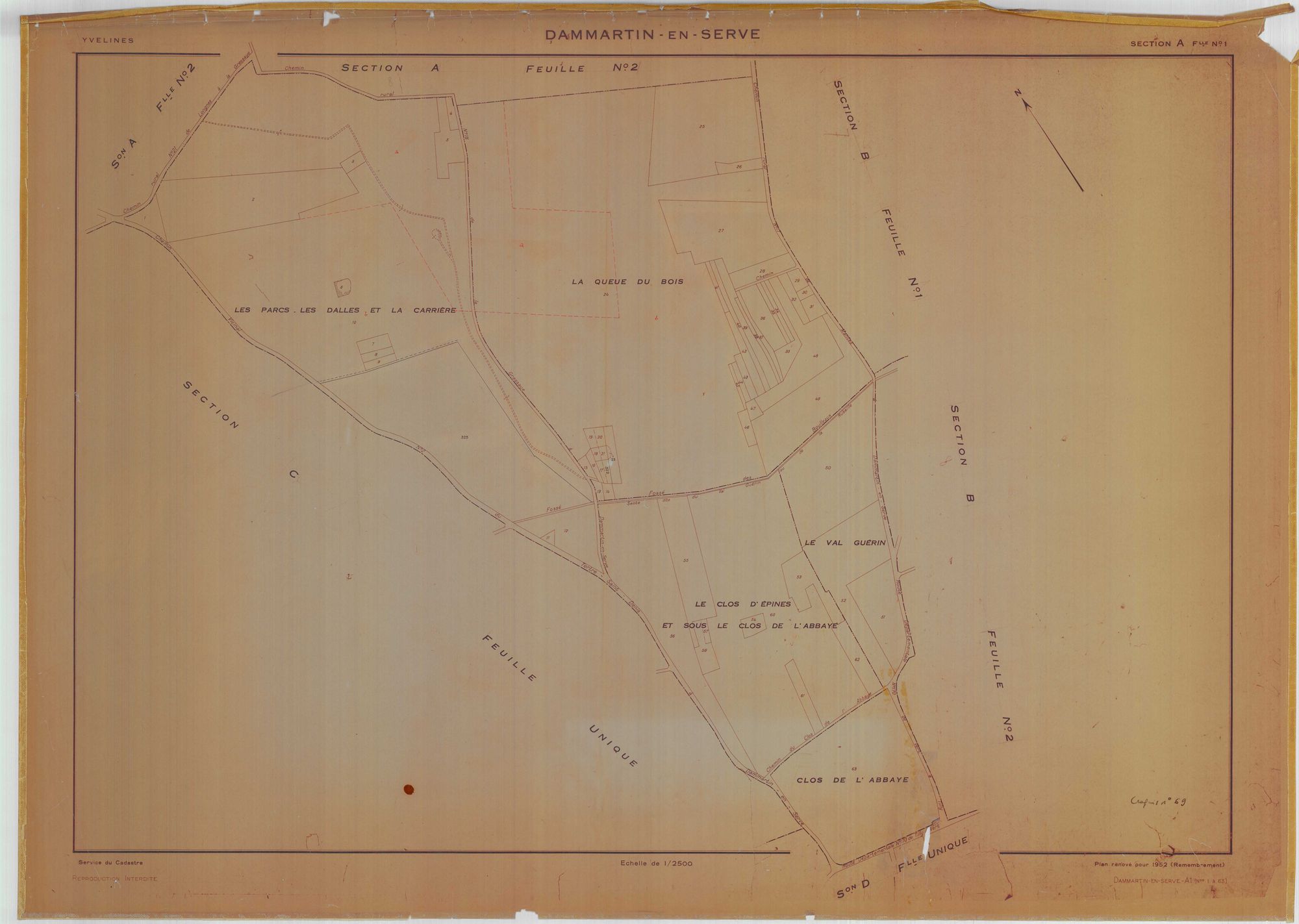 Dammartin-en-Serve - Plans du cadastre remembré